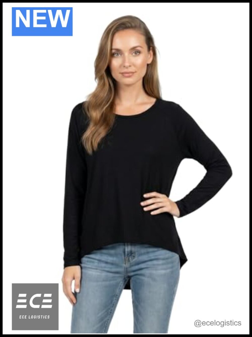 Micro Modal Tencel Tunic Top Hi Low Long Sleeve Made in USA